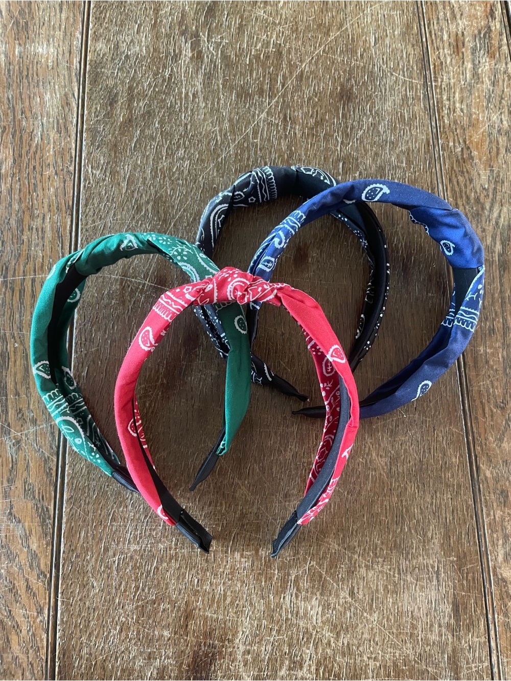 Bandana Knot Headband Set - Red, Green, Blue, Black